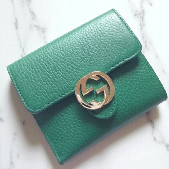 NEW Gucci Emerald Dollar Calf Leather Interlocking Wallet - Picture 5 of 5